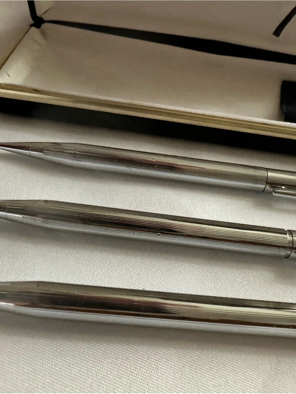 2 vintage Cross Pens and 1 Pencil with Case, Stainless Steel Ballpoint Pens